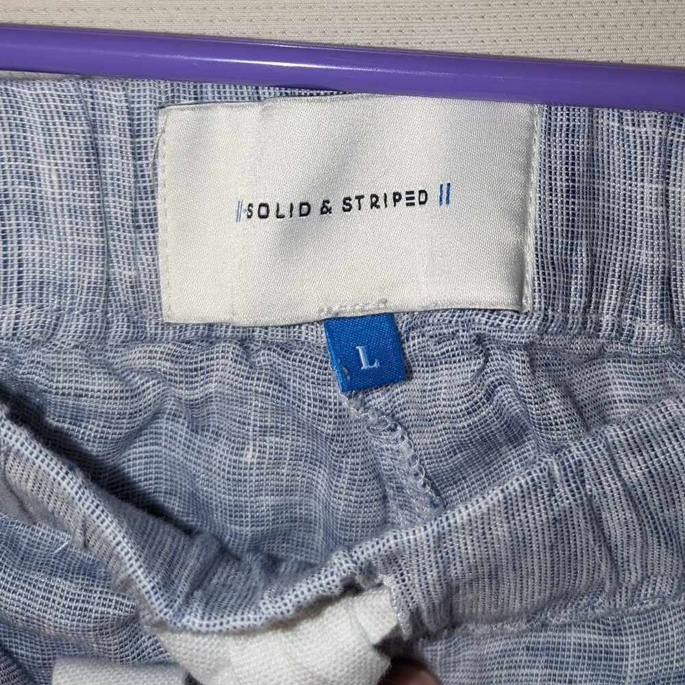 'Solid & Striped' Blue Linen Drawstring Shorts - image 4